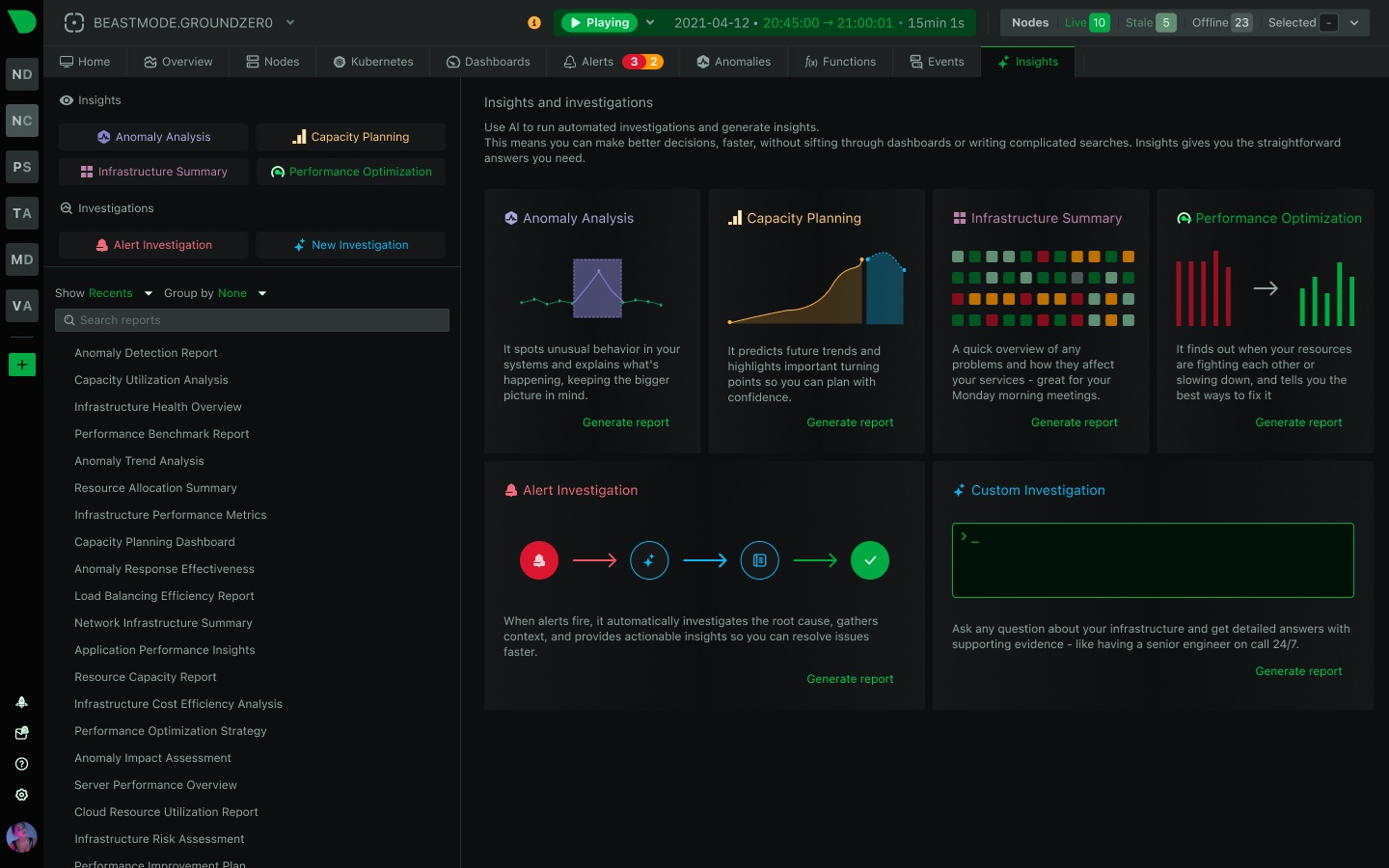 AI for Troubleshooting Dashboard